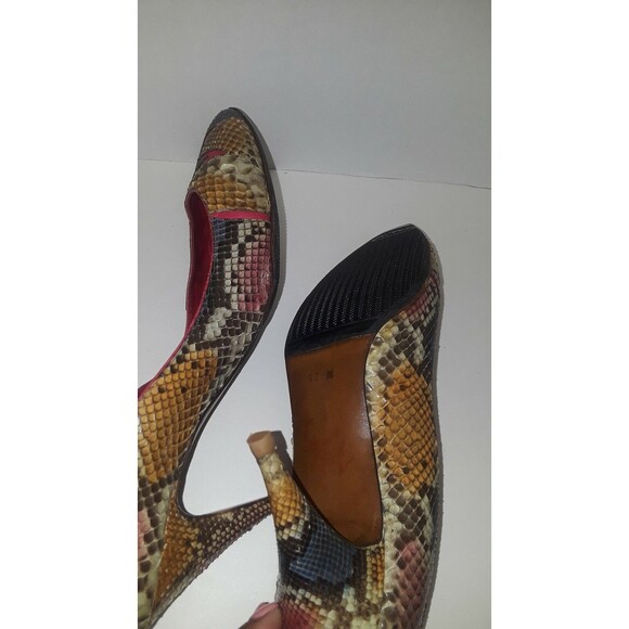 Women's Roberto Gil Multi Reptile Embossed Pointy Toe Pumps High Heels 11N - Picture 4 of 10